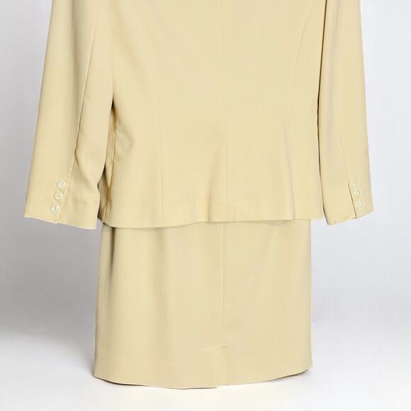 Vintage Jessica Ash New York Yellow Pinstripe Career Suit Skirt & Blazer Size 14 - Picture 9 of 13